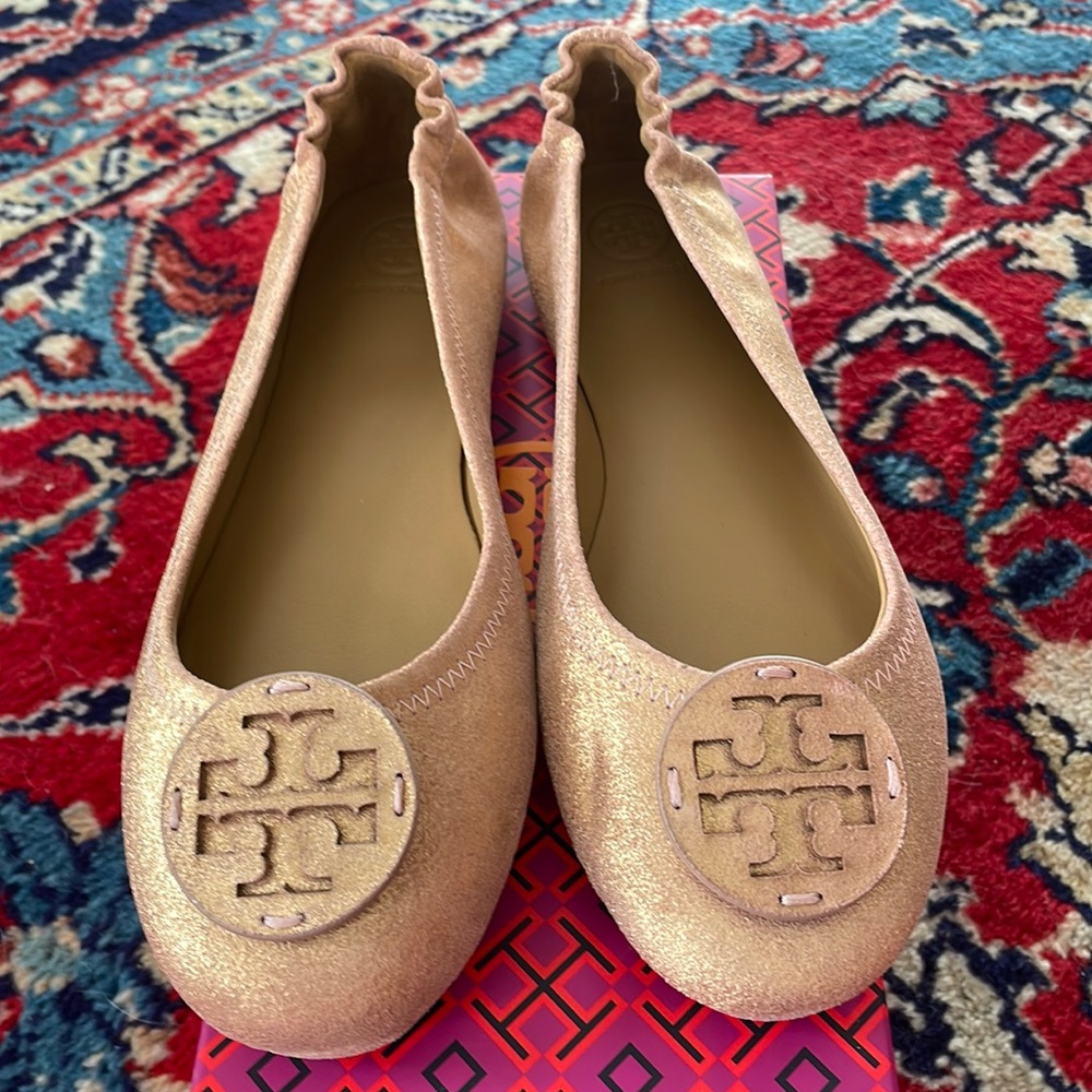 NIB Tory Burch Minnie Travel Ballet with Logo